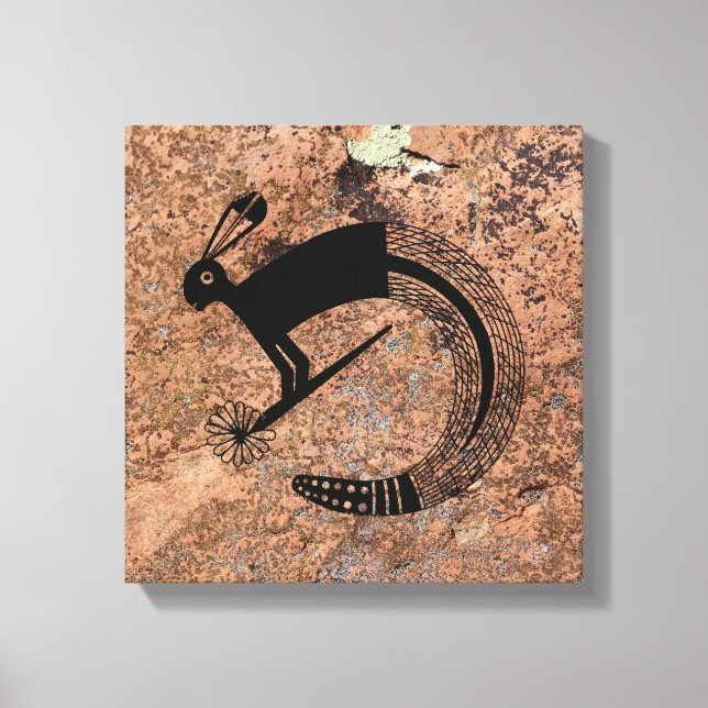Rabbit/Snake Mythology, mimbres Pottery Design Canvas Print (Front)