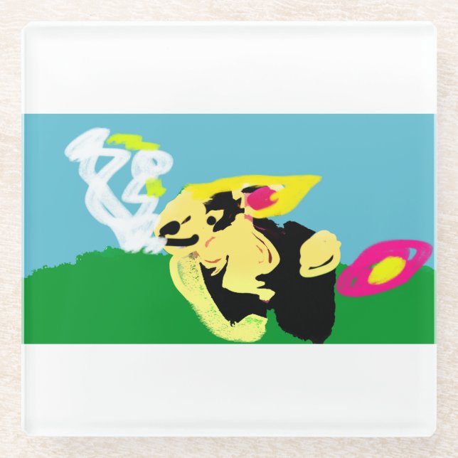 Rabbit spring   glass coaster (Front)