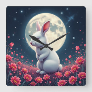 rabbit square wall clock
