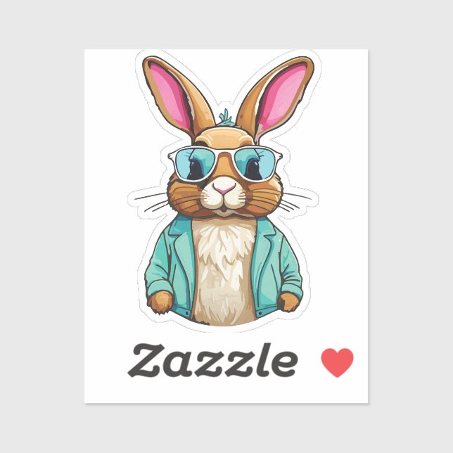 Rabbit Sticker with Jacket and Sunglasses (Feuille)