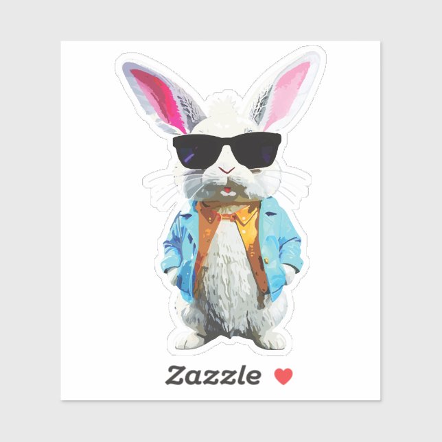 Rabbit Sticker with Jacket and Sunglasses (Feuille)