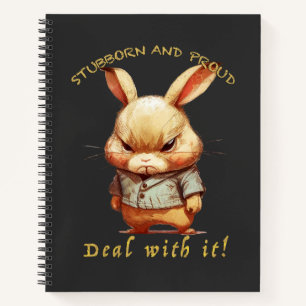 Rabbit Stubborn Deal With It Cute Adorable Funny  Notebook