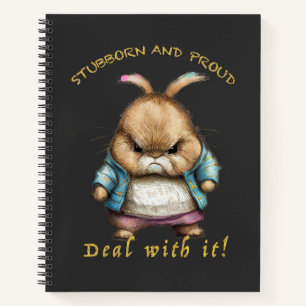 Rabbit Stubborn Deal With It Cute Adorable Funny  Notebook