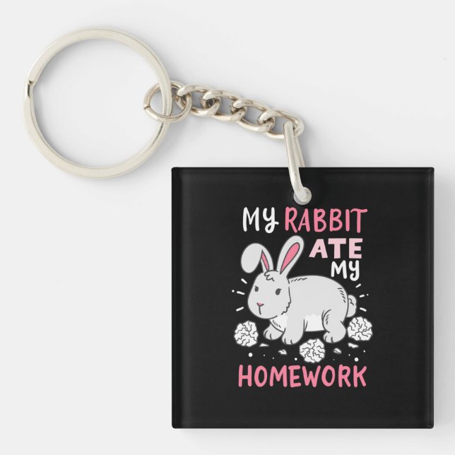 Rabbit Student Back To School Keychain (Front)