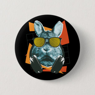 Rabbit Sunglasses, Funny Bunny with Sunglasses 2 Inch Round Button