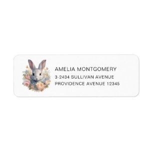  Rabbit Surrounded by Pastel Flowers Cute Address