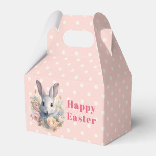 Rabbit Surrounded by Pastel Flowers Cute Easter Favor Box
