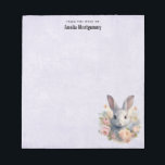 Rabbit Surrounded by Pastel Flowers Cute Notepad<br><div class="desc">Notepad with a sweet and adorable watercolor image. A bunny rabbit with white and gray fur. A garland of carnation flowers in pastel colors of pink and peach. A cute Easter,  birthday or baby shower image for bunny rabbit lovers.</div>