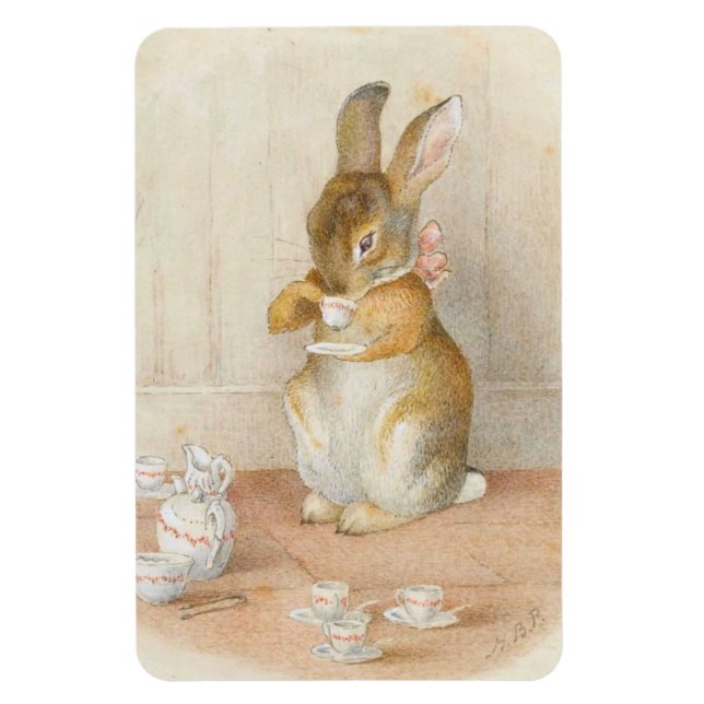 Rabbit Tea Party - Beatrix Potter Magnet (Vertical)
