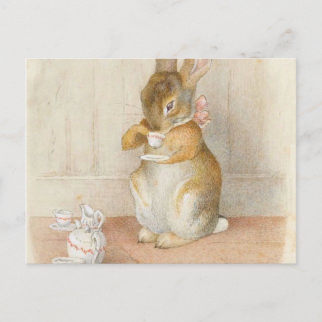 Rabbit Tea Party - Beatrix Potter Postcard (Front)