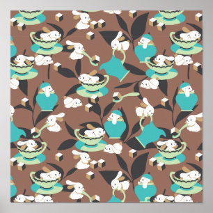 Rabbit Tea Party Pattern I Poster