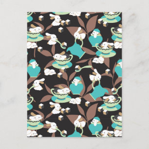 Rabbit Tea Party Pattern II Postcard