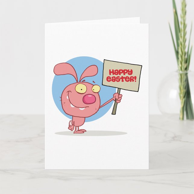 Rabbit Tenant Une Bonne Pâques Signe Cartes De Voe (Créateur téléchargé)