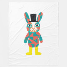 Rabbit Top Hat Teal Blanket