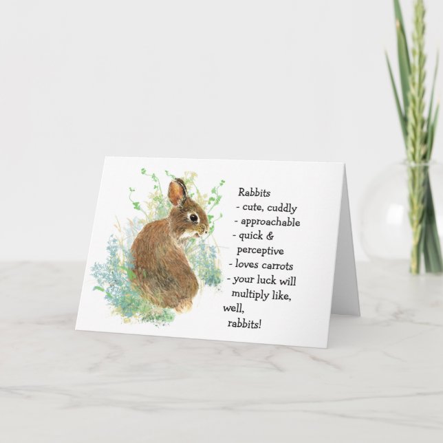 Rabbit Totem, Animal Guide Funny Birthday Card (Front)