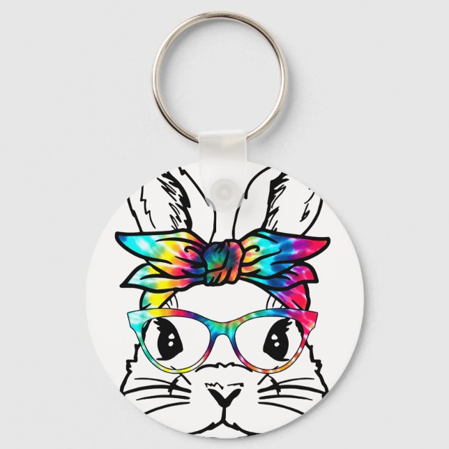 rabbit tye die, retro, vintage keychain (Front)