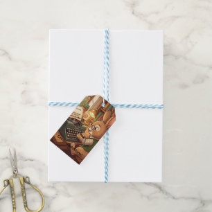 Rabbit Typing in a Retro Typewriter Personalize Gift Tags