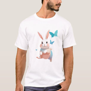 Rabbit Vector Painting Adorable Fun Animal Playing T-Shirt