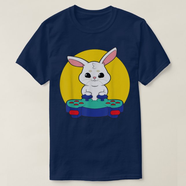 Rabbit Video Games Gaming Gamer  T-Shirt (Design Front)