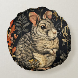 Rabbit Vintage Pattern Forest Floral Garden Round Pillow