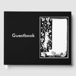 Rabbit vintage scroll art illustration guest book