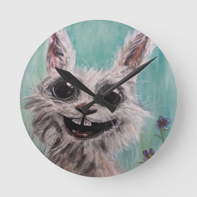 Rabbit Wall Clock, 8" Round Acrylic Clock (Front)