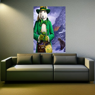 Rabbit wearing green clothes   AI Art  Poster