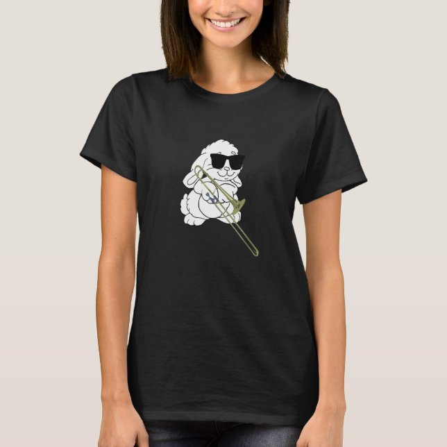 Rabbit Wearing Sunglasses Playing Trombone T-Shirt (Front)