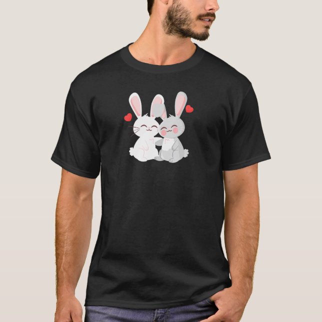 RABBIT Wedding Anniversary Engagement Party Him He T-Shirt (Front)