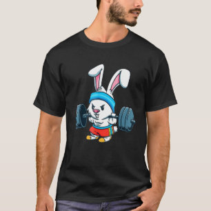Rabbit Weightlifting Fitness Gym Happy Easter Day  T-Shirt