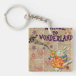 Rabbit Welcome To .. Alice In Wonderland Keychain