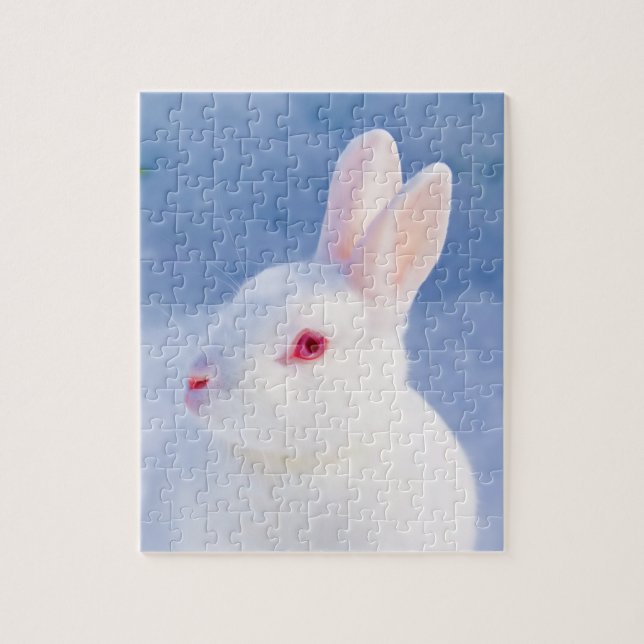 Rabbit white snow cute jigsaw puzzle (Vertical)