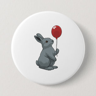 Rabbit with Balloon 3 Inch Round Button
