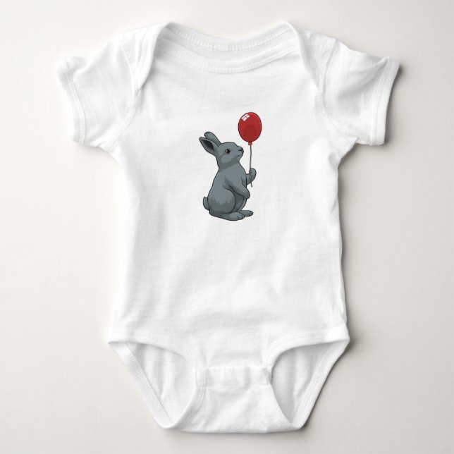 Rabbit with Balloon Baby Bodysuit (Front)