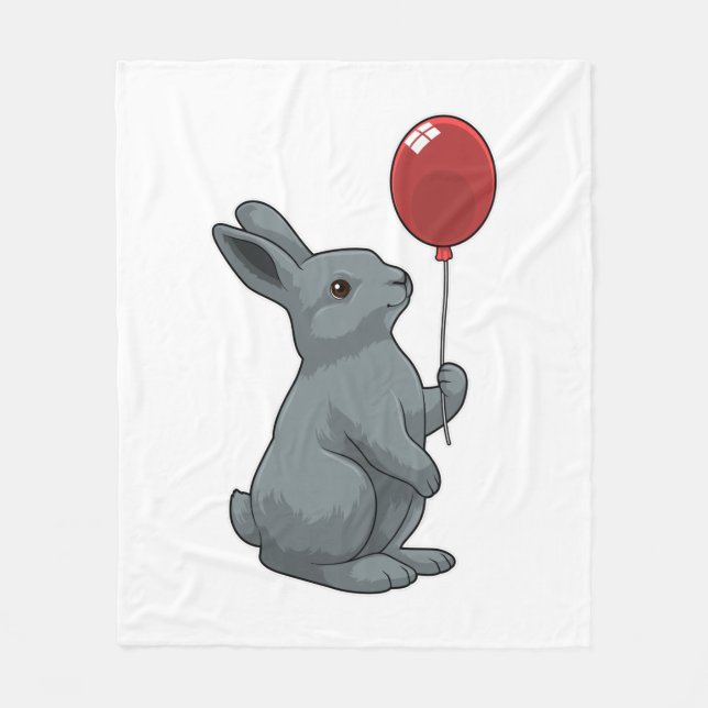 Rabbit with Balloon Fleece Blanket (Front)