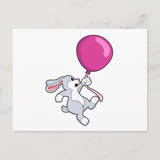 Rabbit with Balloon Postcard (Front)