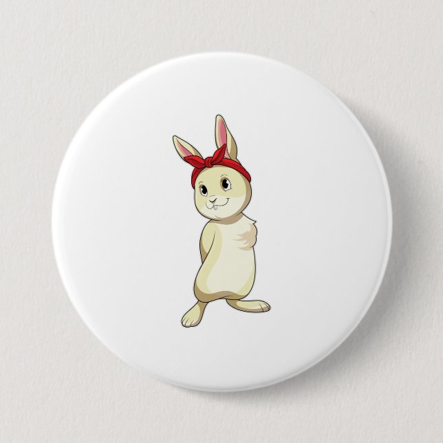 Rabbit with Bandana 3 Inch Round Button (Front)