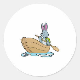 Rabbit with Boat & Paddle Classic Round Sticker