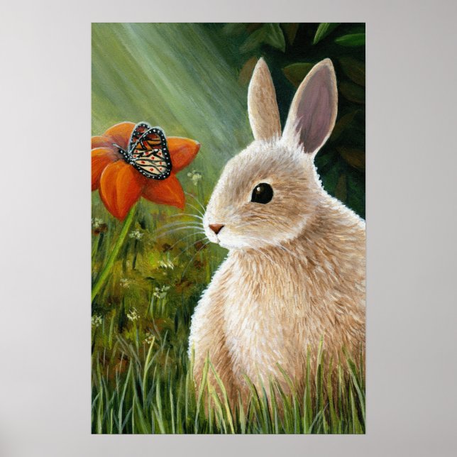 Rabbit with Butterfly 55 Poster (Front)