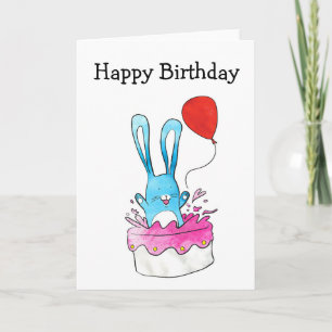 Rabbit with cake birthday card