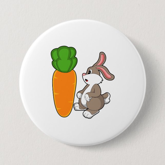Rabbit with Carrot (2).PNG 3 Inch Round Button (Front)