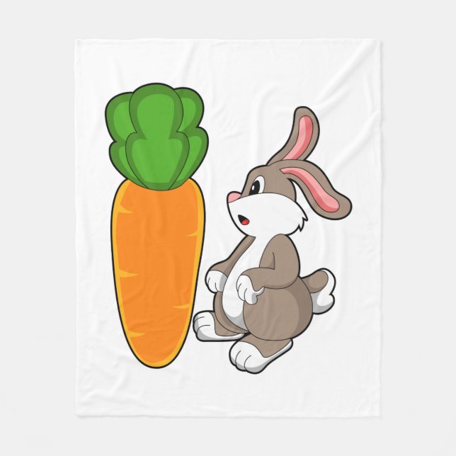 Rabbit with Carrot (2).PNG Fleece Blanket (Front)
