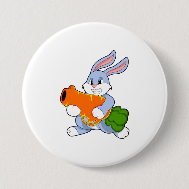 Rabbit with Carrot 3 Inch Round Button (Front)