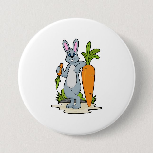 Rabbit with Carrot 3 Inch Round Button (Front)