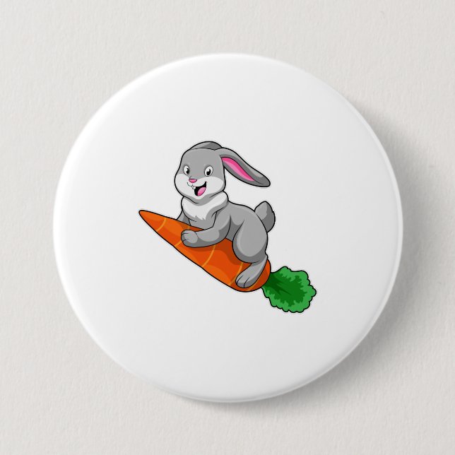 Rabbit with Carrot 3 Inch Round Button (Front)