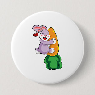 Rabbit with Carrot 3 Inch Round Button