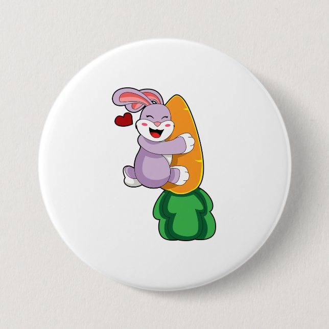 Rabbit with Carrot 3 Inch Round Button (Front)