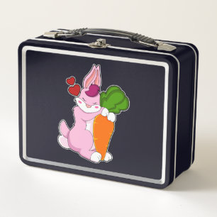 Rabbit with Carrot and Heart Metal Lunch Box
