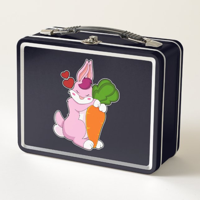 Rabbit with Carrot and Heart Metal Lunch Box (Front)