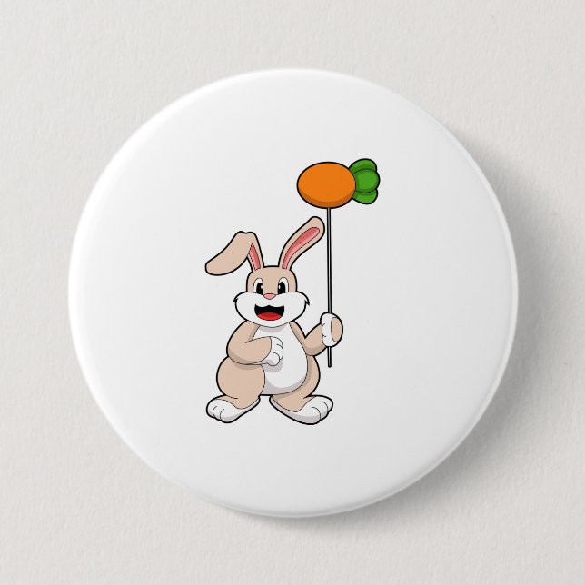 Rabbit with Carrot as Balloon.PNG 3 Inch Round Button (Front)